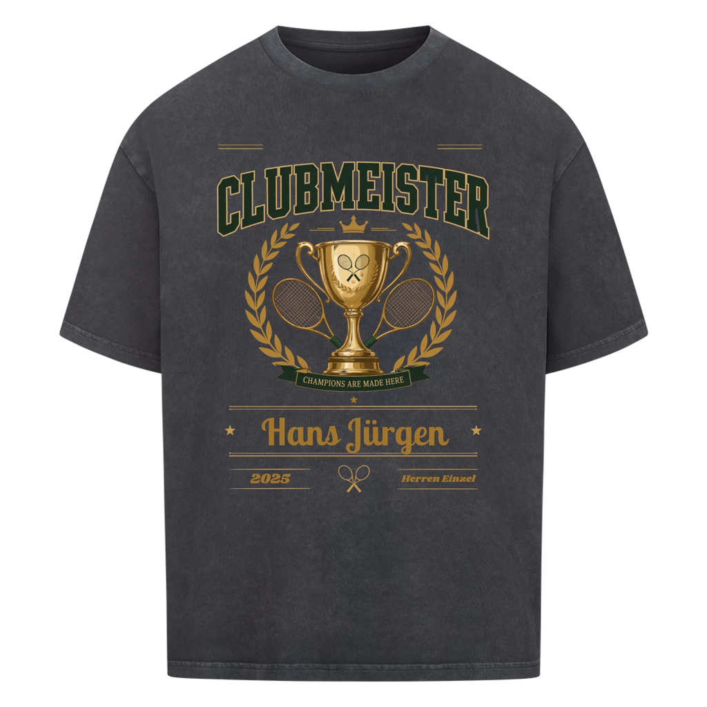 Clubmeister Trophäe auf Oversized Shirt, Farbe verwaschen schwarz