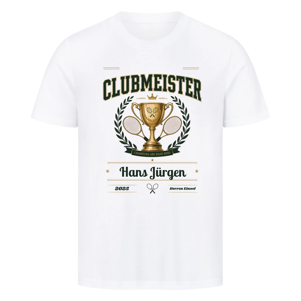 Clubmeister Trophäe auf T-Shirt, Farbe weiß