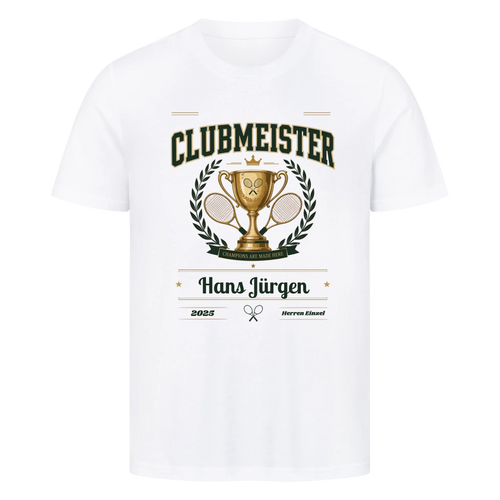 Clubmeister Trophäe auf T-Shirt, Farbe weiß