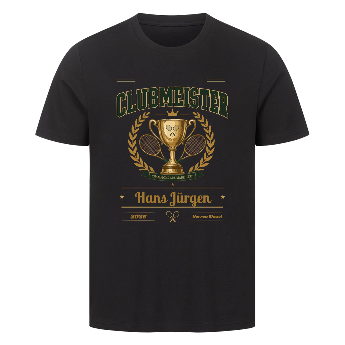 Clubmeister Trophäe auf T-Shirt, Farbe schwarz