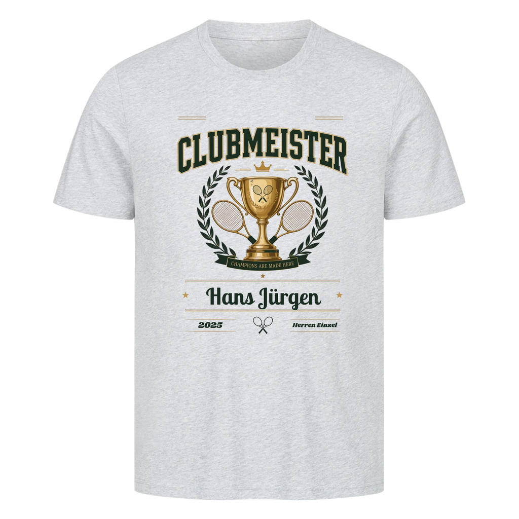 Clubmeister Trophäe auf T-Shirt, Farbe grau meliert