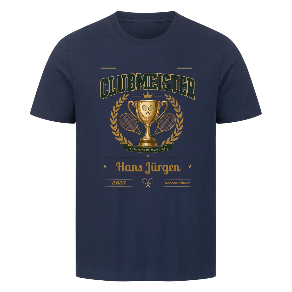 Clubmeister Trophäe auf T-Shirt, Farbe marineblau