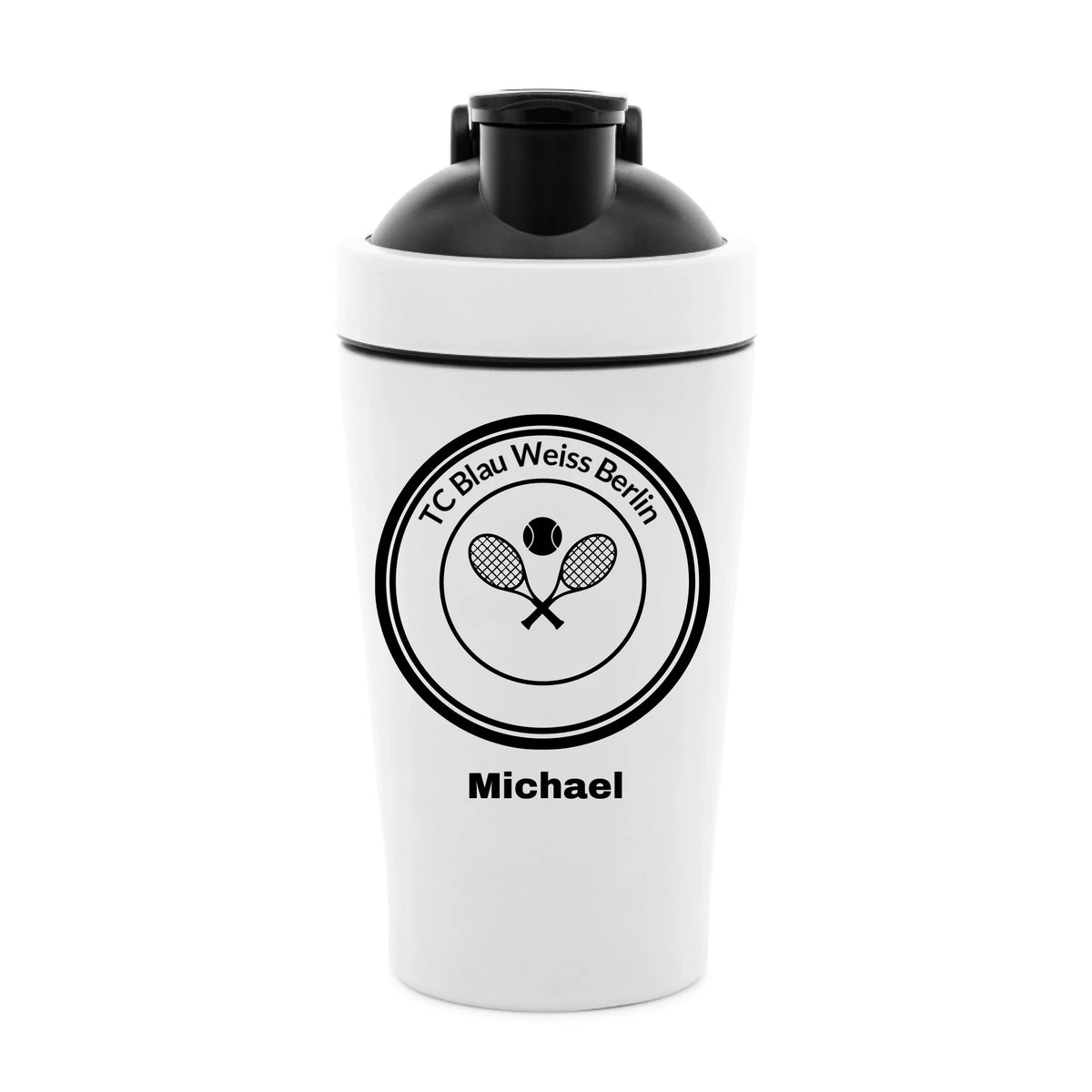 Vereinslogo auf Shaker, Farbe weiß