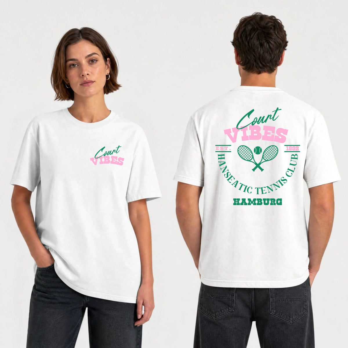 Hanseatic Tennis Club Hamburg auf T-Shirt, Farbe weiß