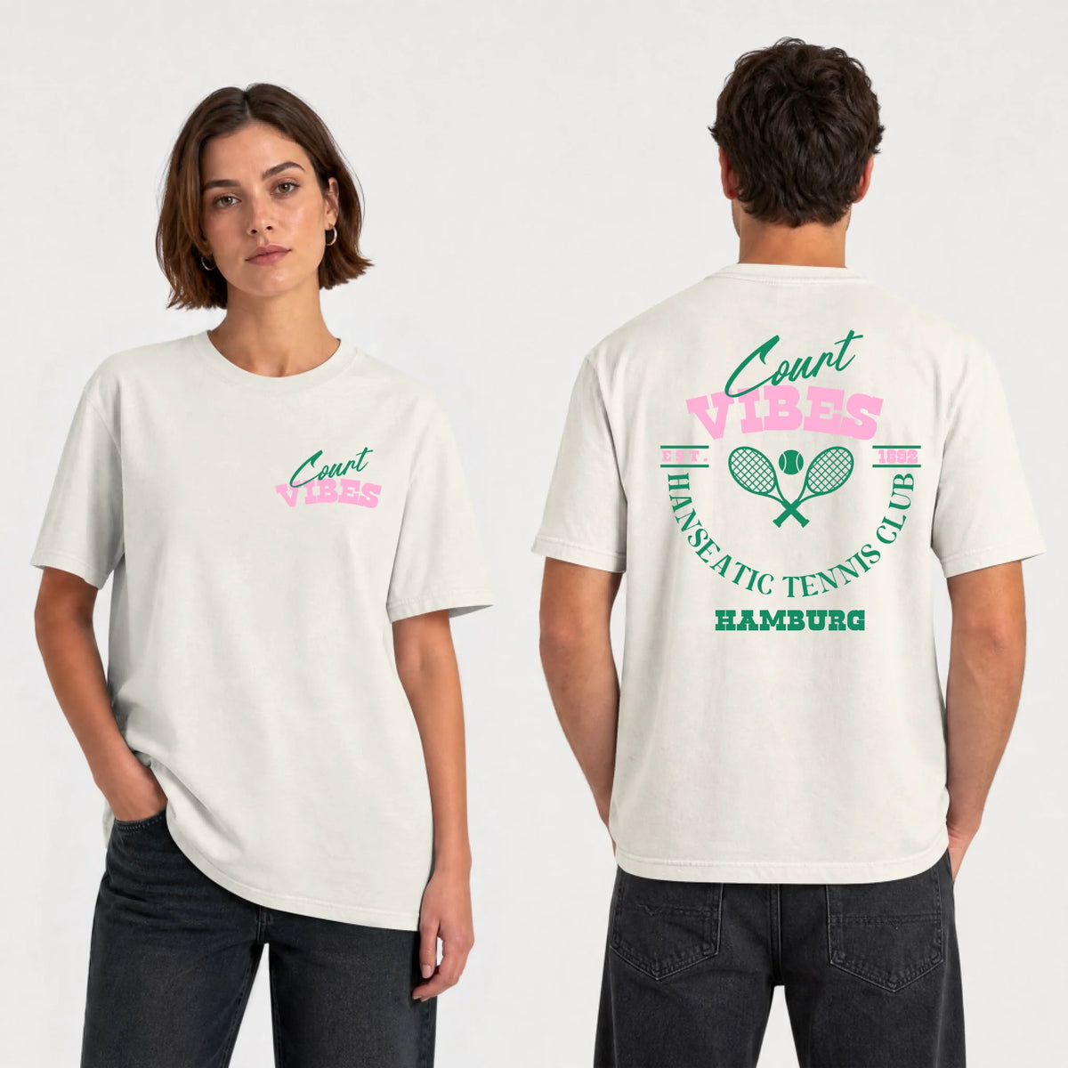 Hanseatic Tennis Club Hamburg auf T-Shirt, Farbe naturweiß