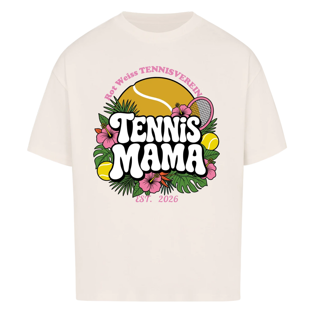 Tennis Mama auf Oversized Shirt, Farbe naturweiß