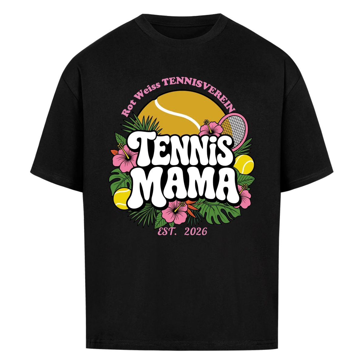 Tennis Mama auf Oversized Shirt, Farbe schwarz