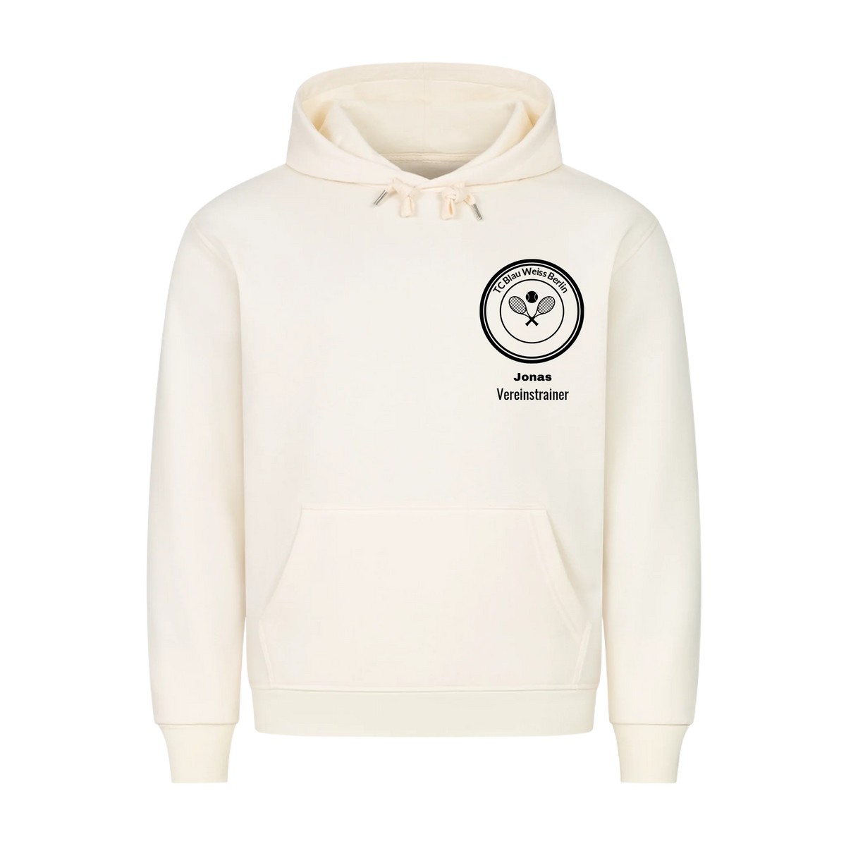Vereinslogo auf Hoodie, Farbe beige