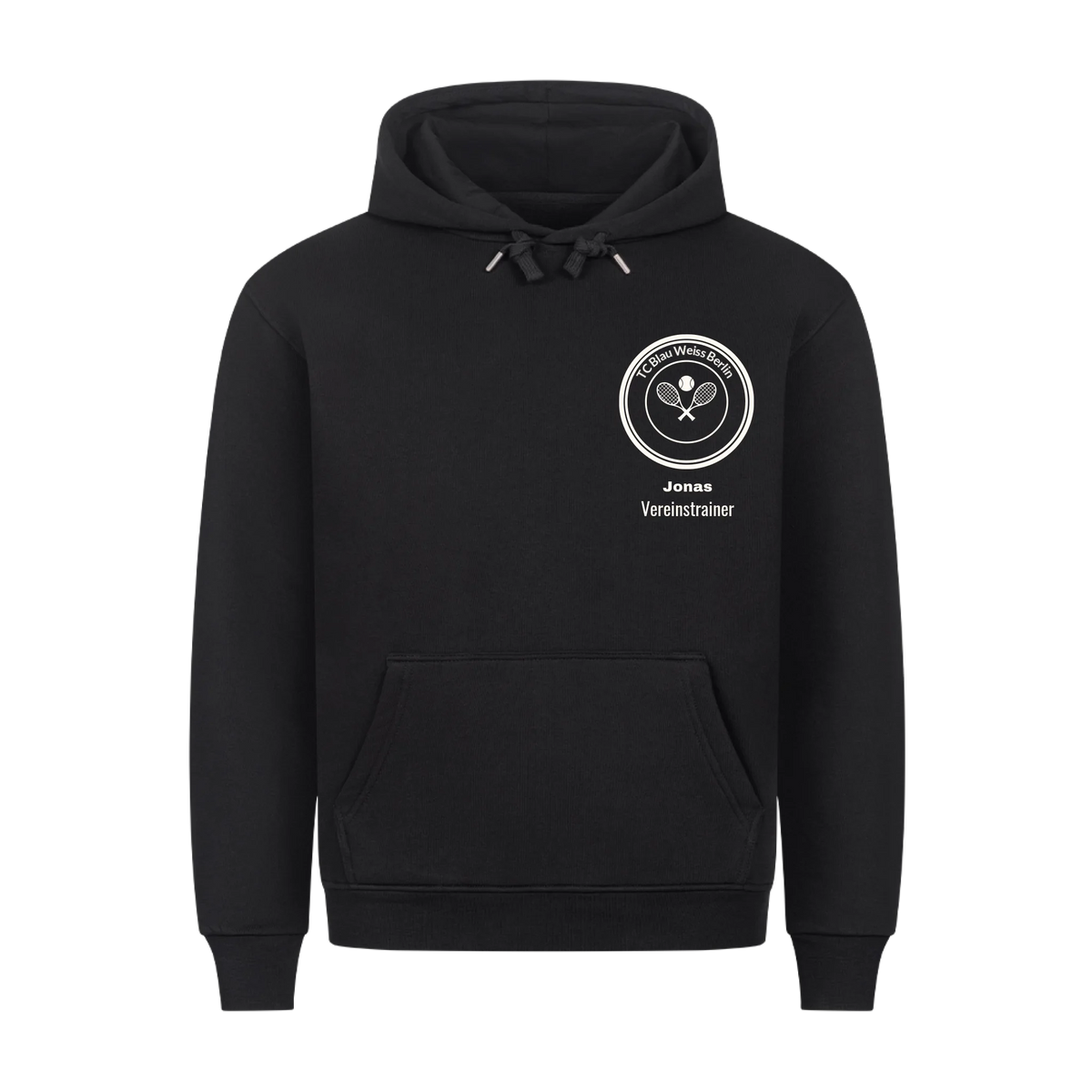 Vereinslogo auf Hoodie, Farbe schwarz