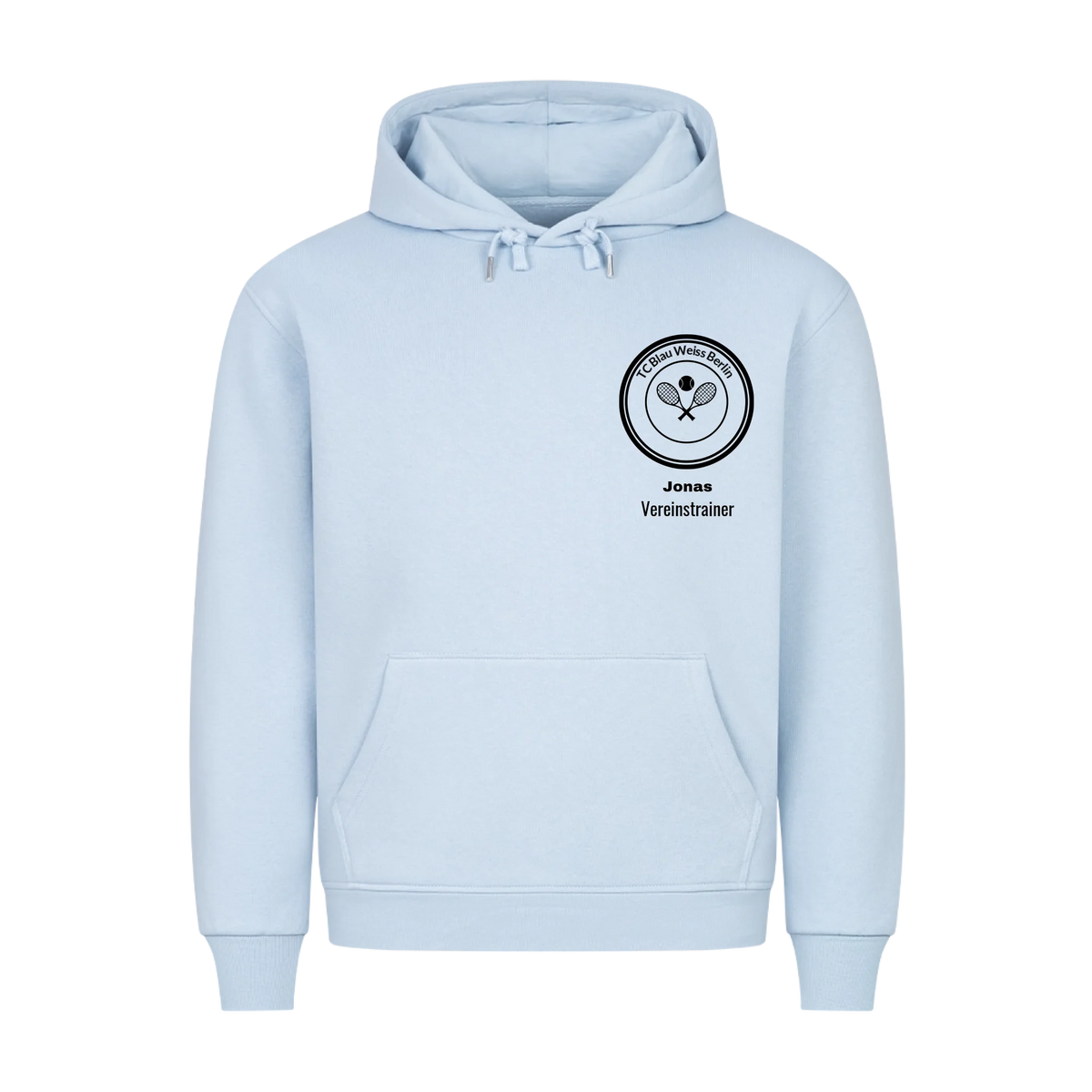 Vereinslogo auf Hoodie, Farbe babyblau
