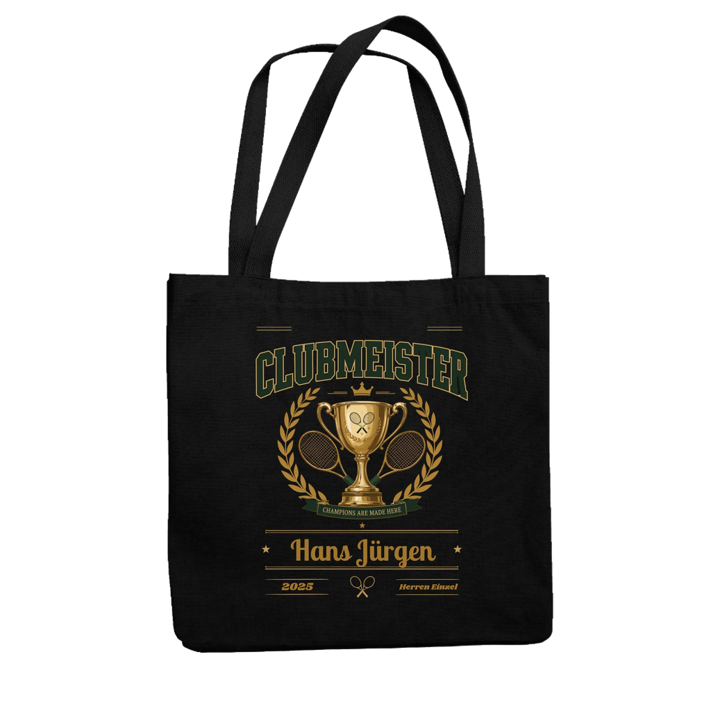 Clubmeister Trophäe auf Jutebeutel, Farbe schwarz