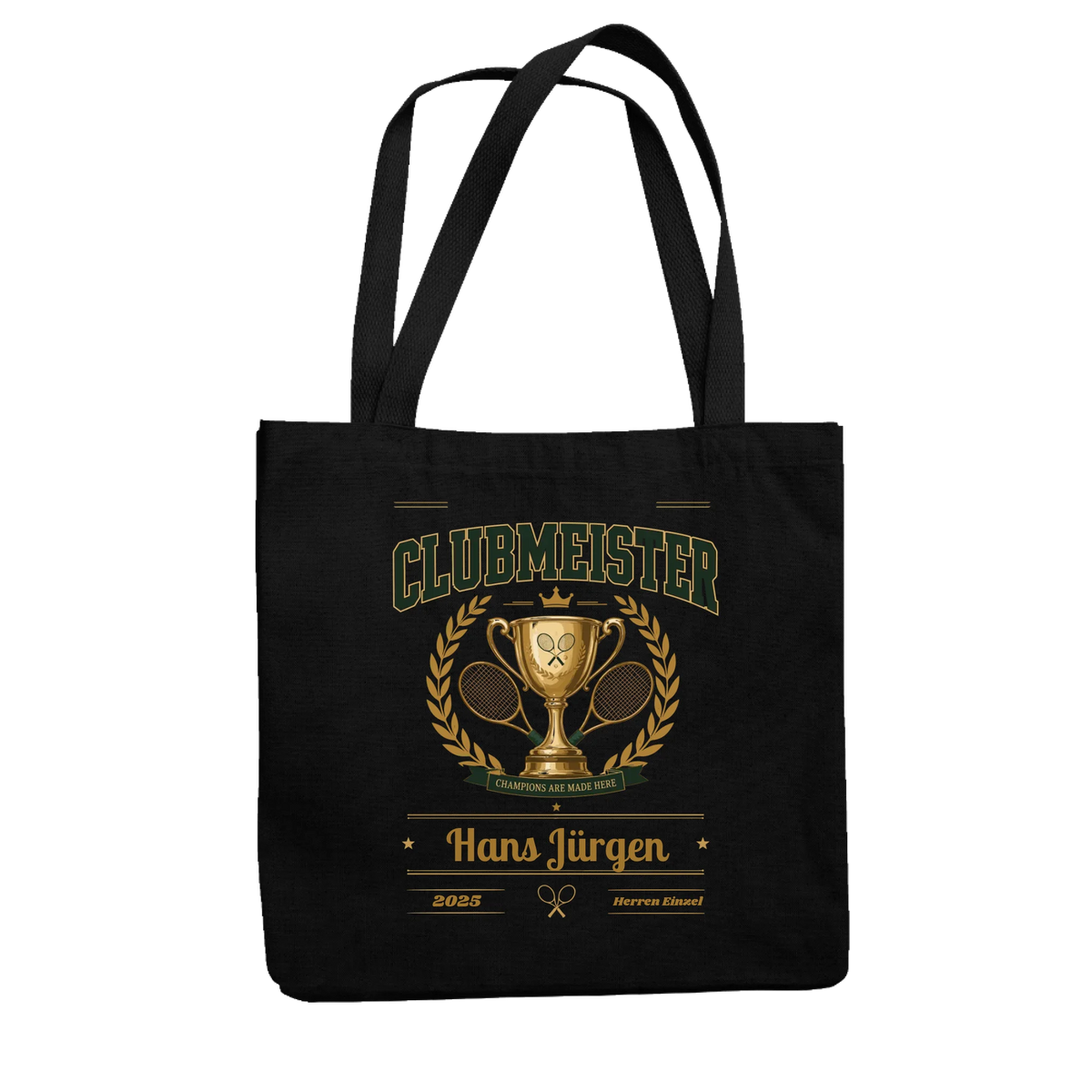 Clubmeister Trophäe auf Jutebeutel, Farbe schwarz