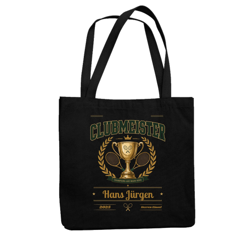 Clubmeister Trophäe auf Jutebeutel, Farbe schwarz