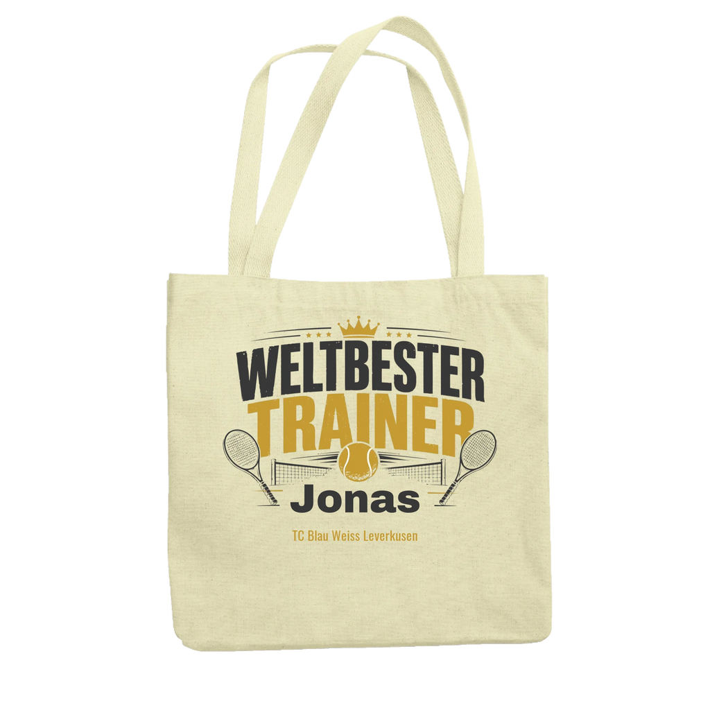 Weltbester Trainer Krone auf Jutebeutel, Farbe natur