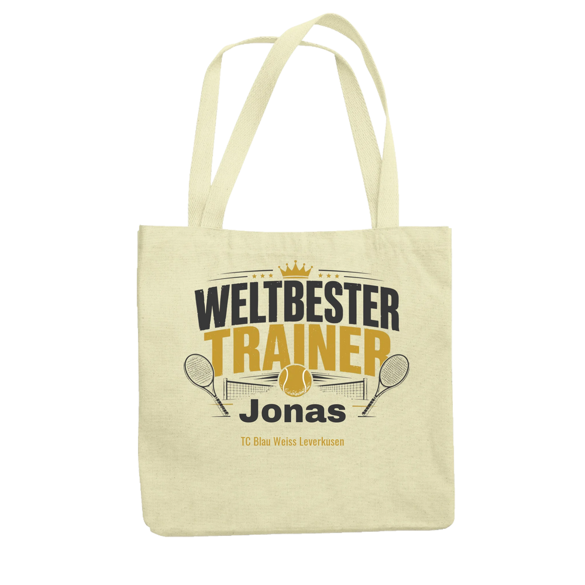 Weltbester Trainer Krone auf Jutebeutel, Farbe natur