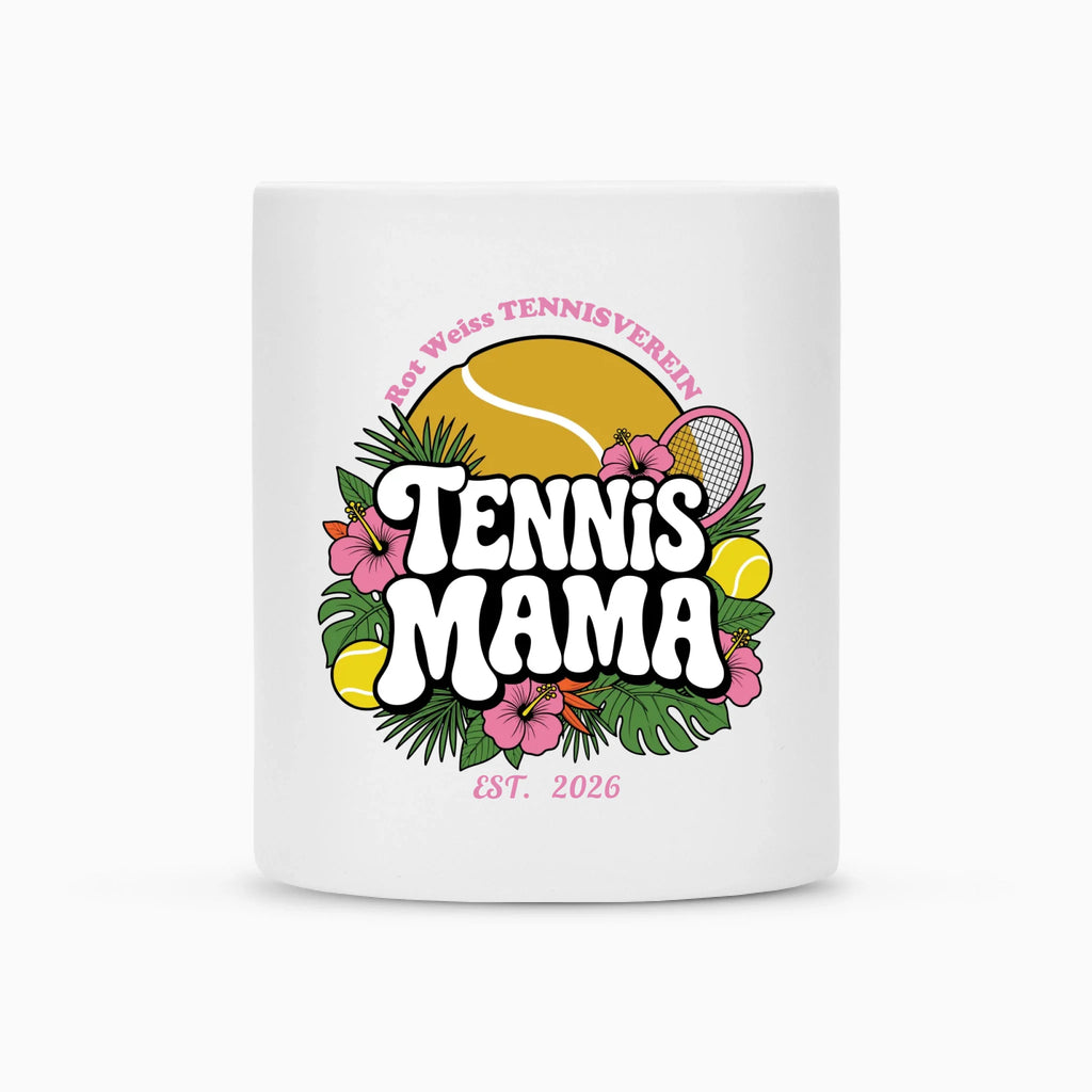 Tennis Mama auf Tasse, Farbe weiß