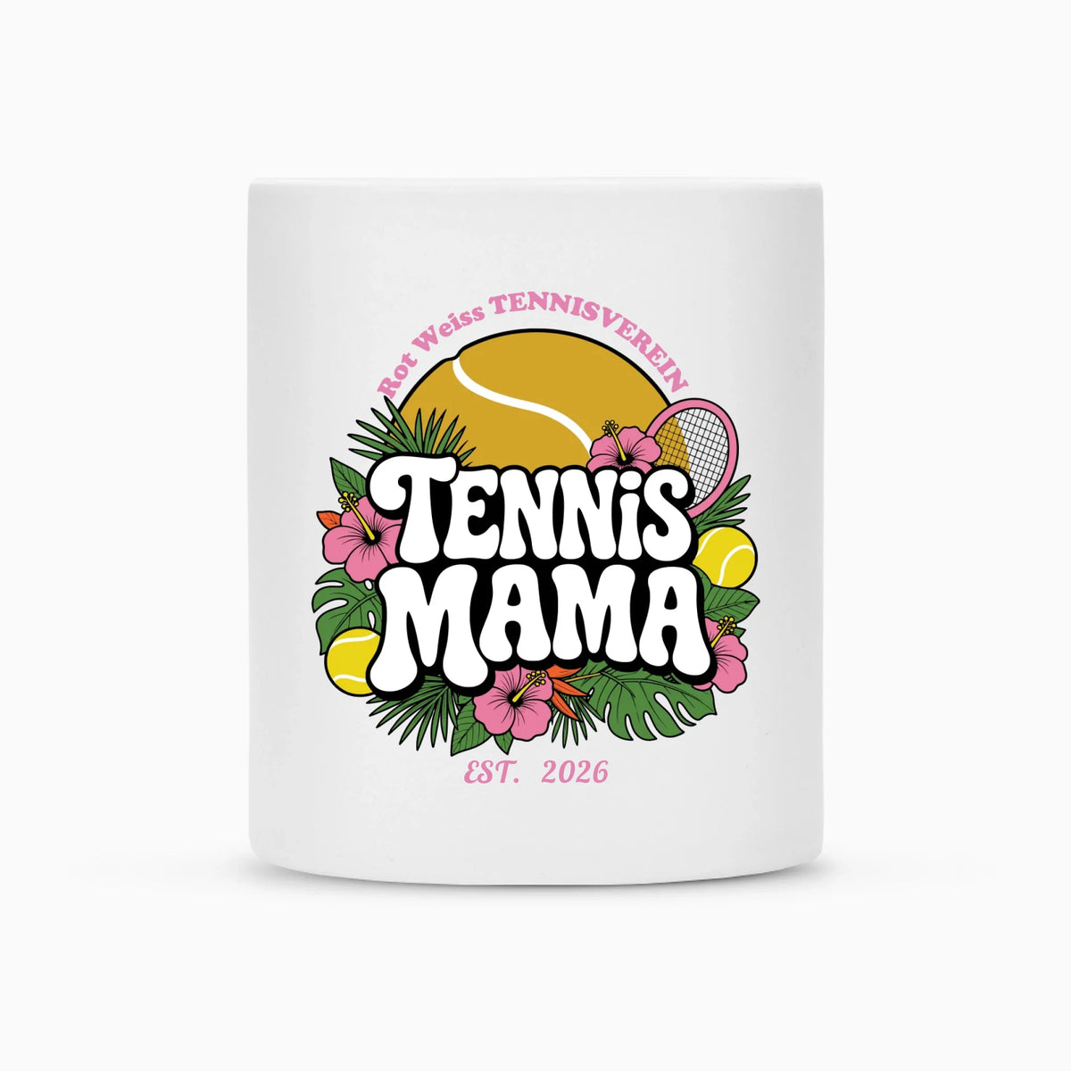 Tennis Mama auf Tasse, Farbe weiß