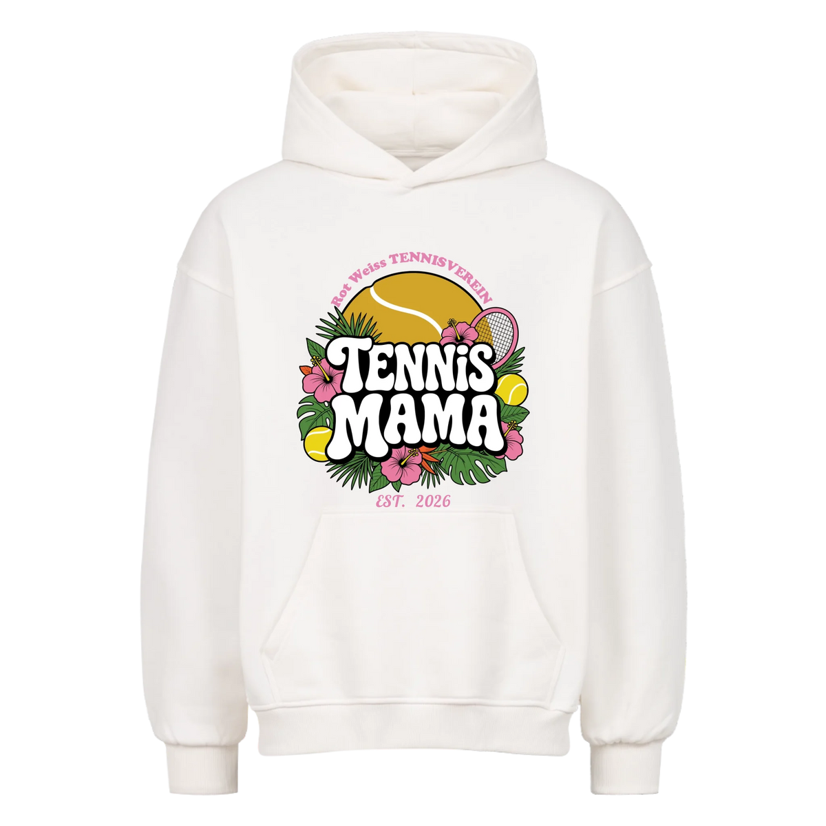 Tennis Mama auf Oversized Hoodie, Farbe weiß