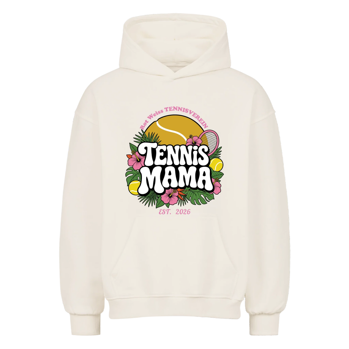 Tennis Mama auf Oversized Hoodie, Farbe naturweiß