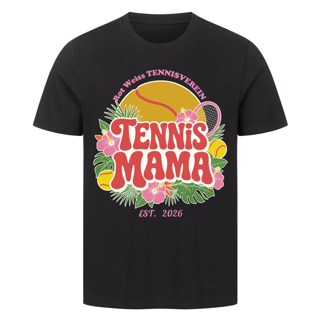 Tennis Mama auf T-Shirt, Farbe schwarz