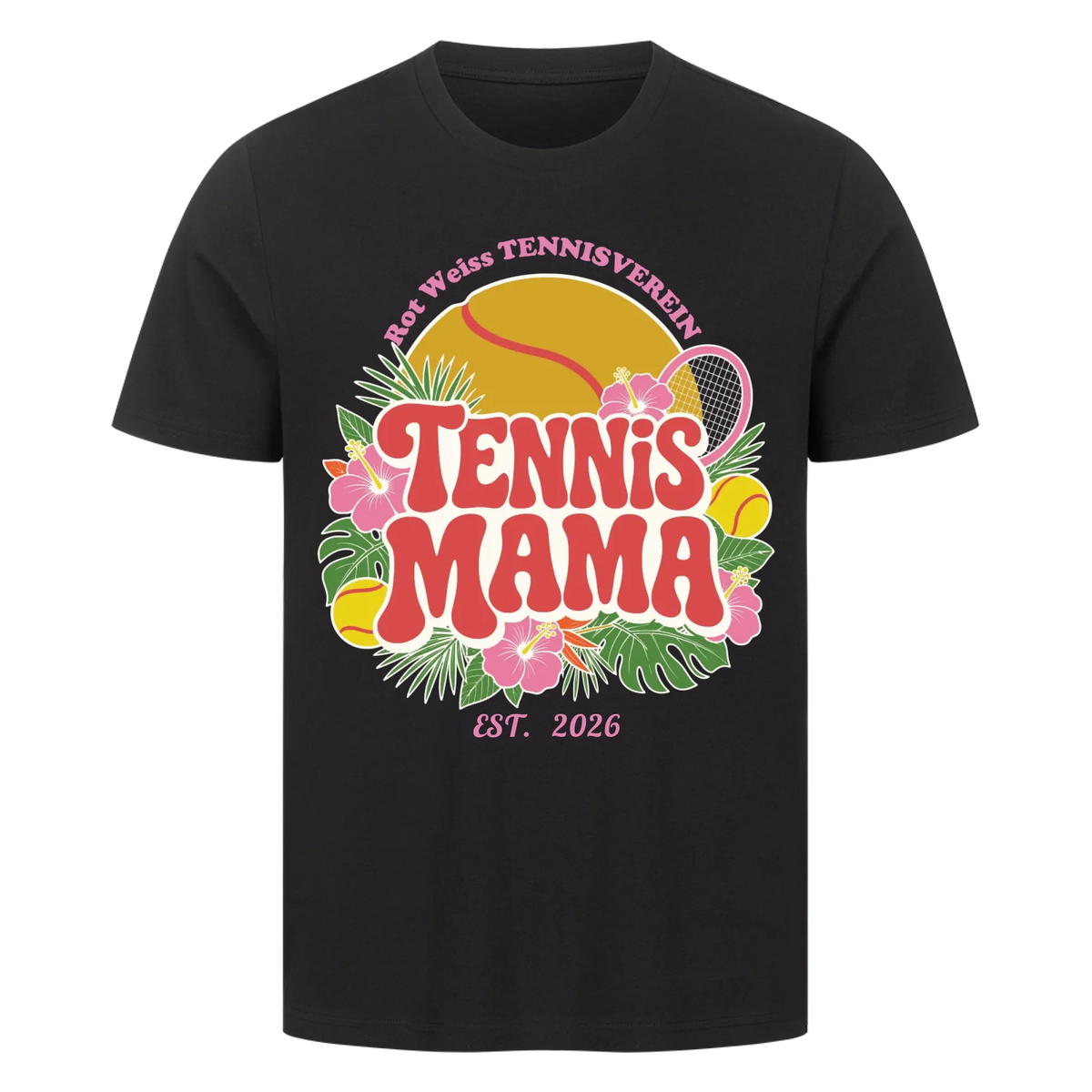Tennis Mama auf T-Shirt, Farbe schwarz