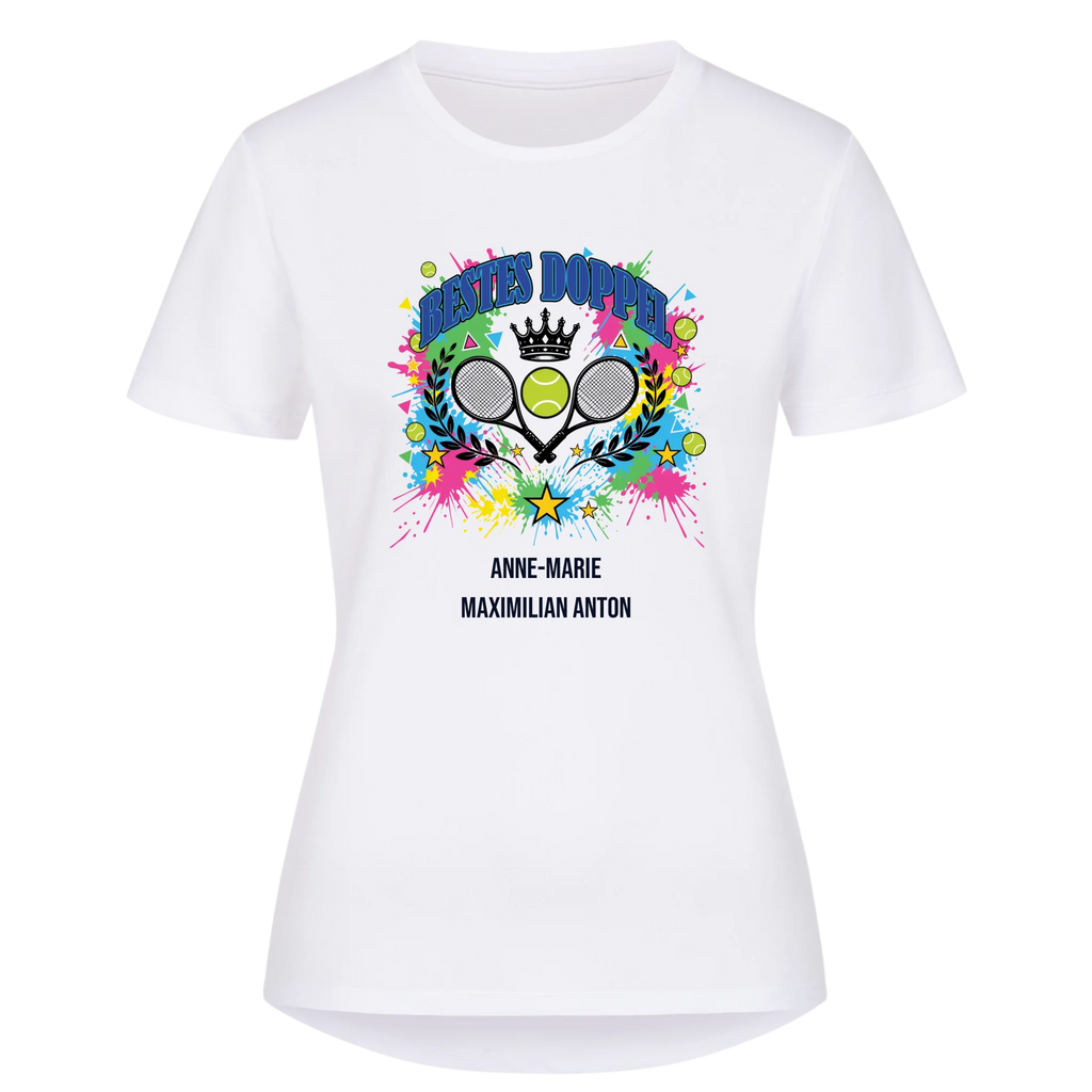 Bestes Doppel auf Damen Sport-Shirt, Farbe weiß