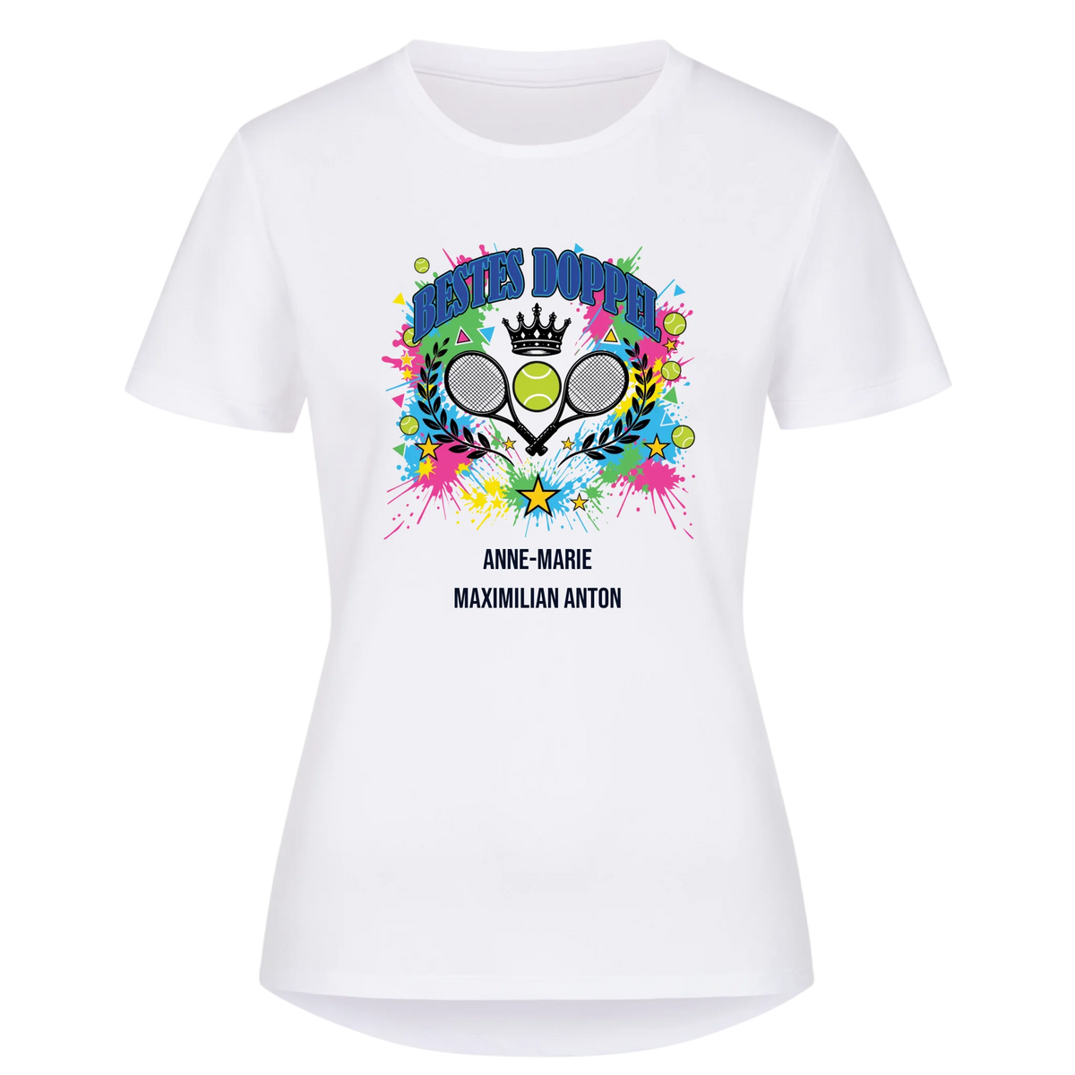 Bestes Doppel auf Damen Sport-Shirt, Farbe weiß