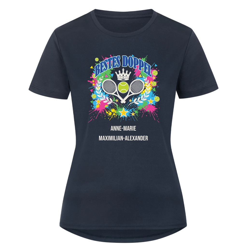 Bestes Doppel auf Damen Sport-Shirt, Farbe marineblau