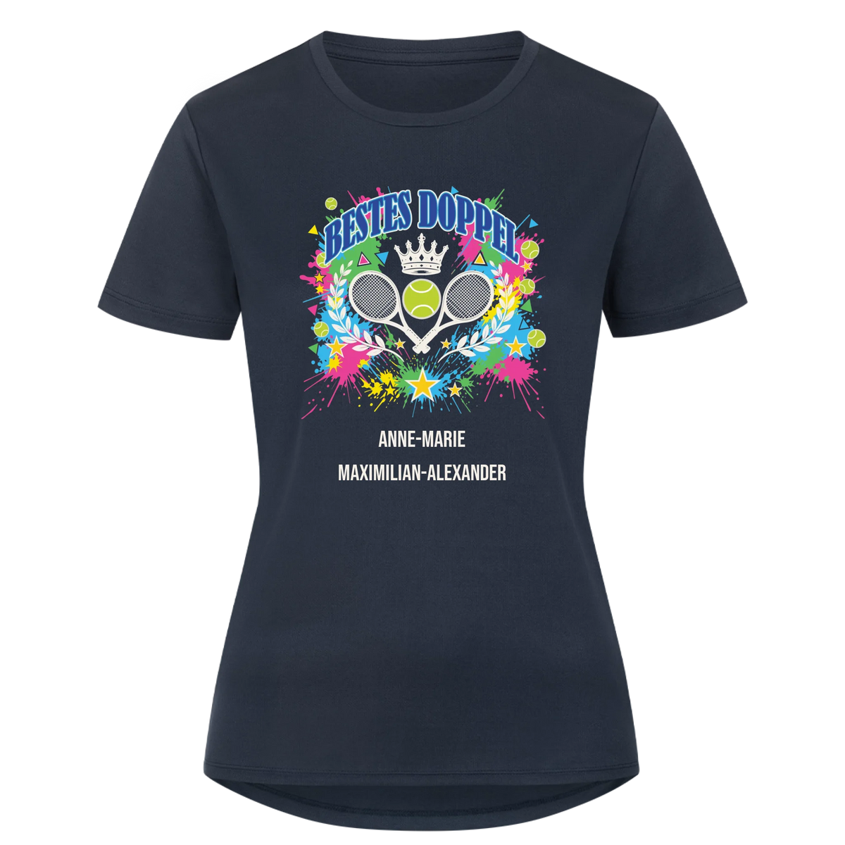 Bestes Doppel auf Damen Sport-Shirt, Farbe marineblau