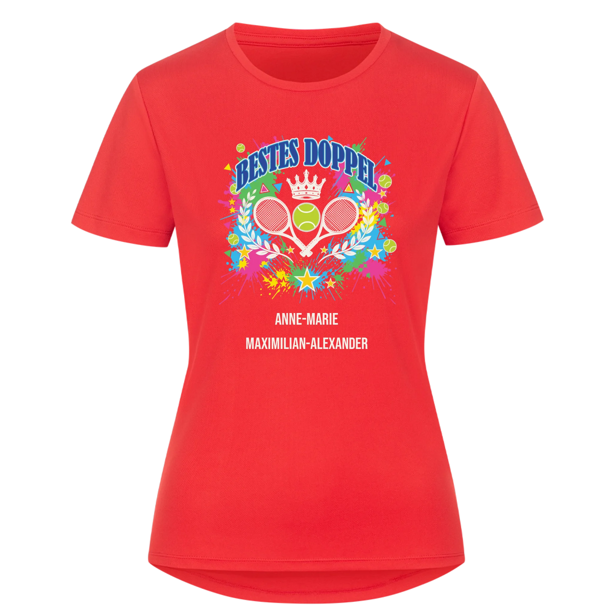 Bestes Doppel auf Damen Sport-Shirt, Farbe rot