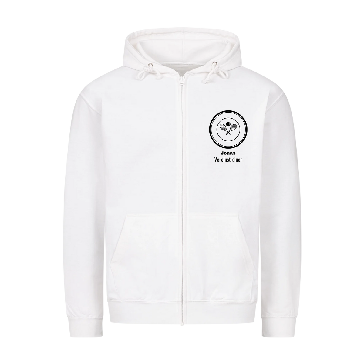 Vereinslogo auf Zip-Hoodie, Farbe weiß
