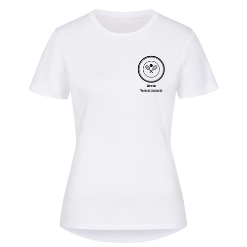Vereinslogo auf Damen Sport-Shirt, Farbe weiß