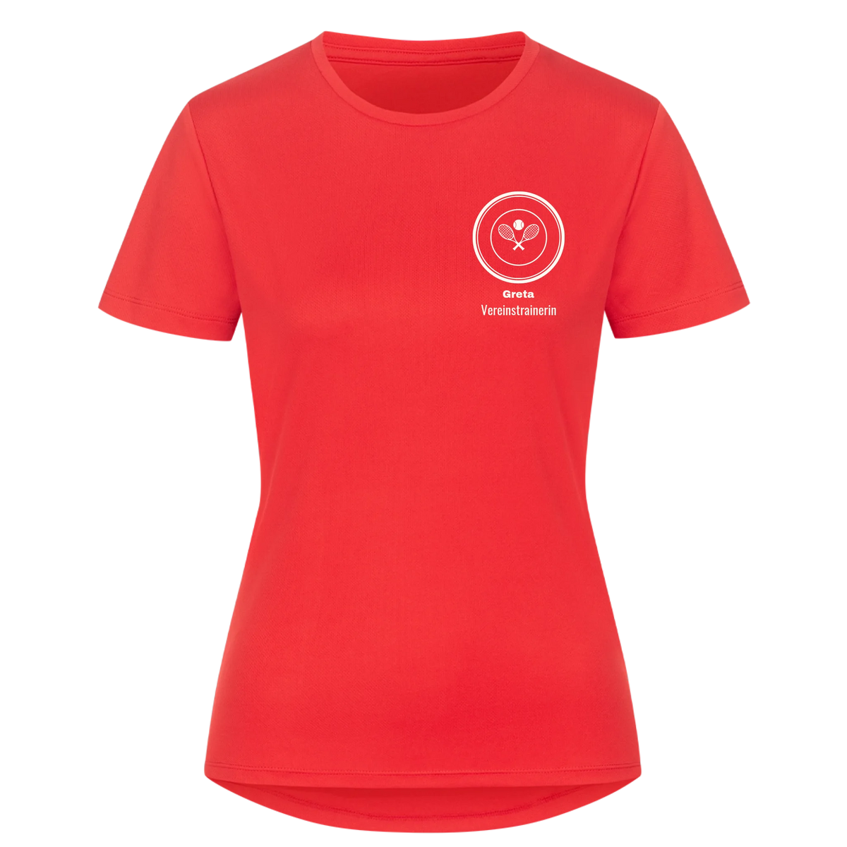 Vereinslogo auf Damen Sport-Shirt, Farbe rot