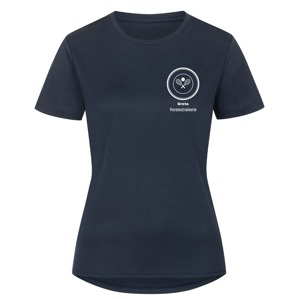 Vereinslogo auf Damen Sport-Shirt, Farbe marineblau