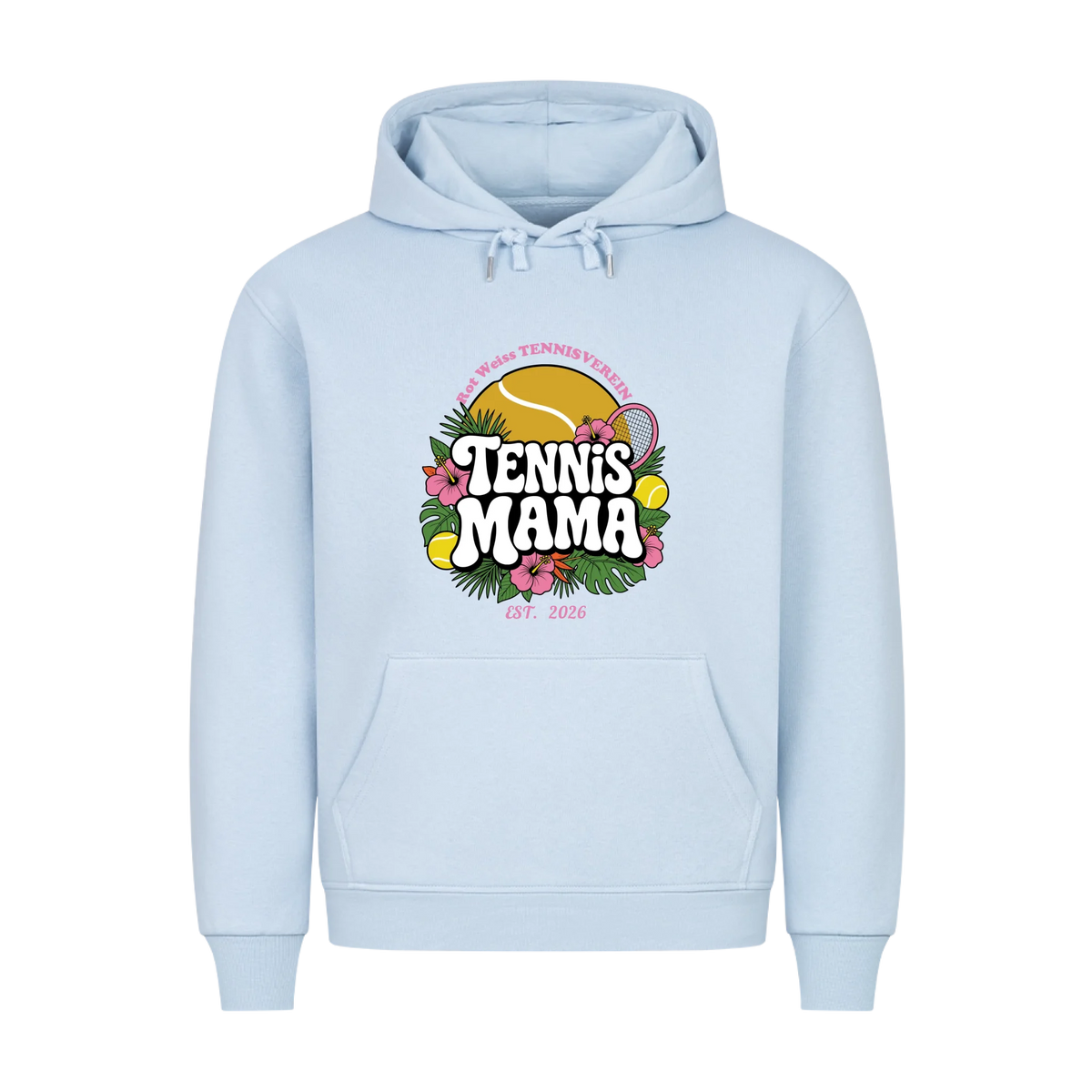 Tennis Mama auf Hoodie, Farbe babyblau