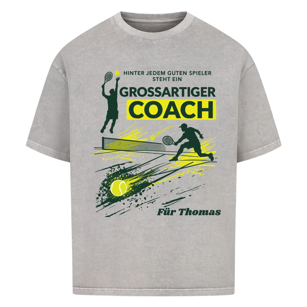 Großartiger Coach auf Oversized Shirt, Farbe verwaschen grau