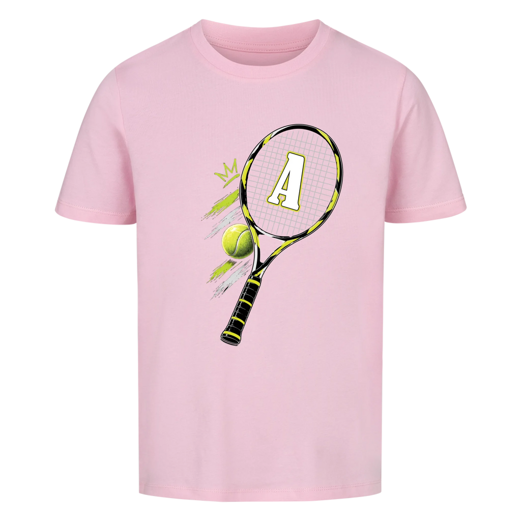 Tennisschläger Initiale Classic auf Kinder-Shirt, Farbe rosa
