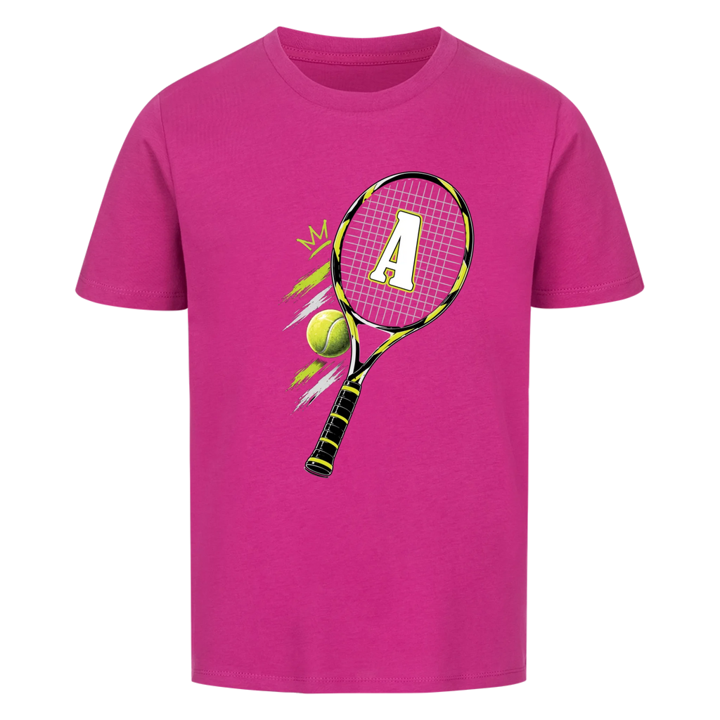 Tennisschläger Initiale Classic auf Kinder-Shirt, Farbe lila