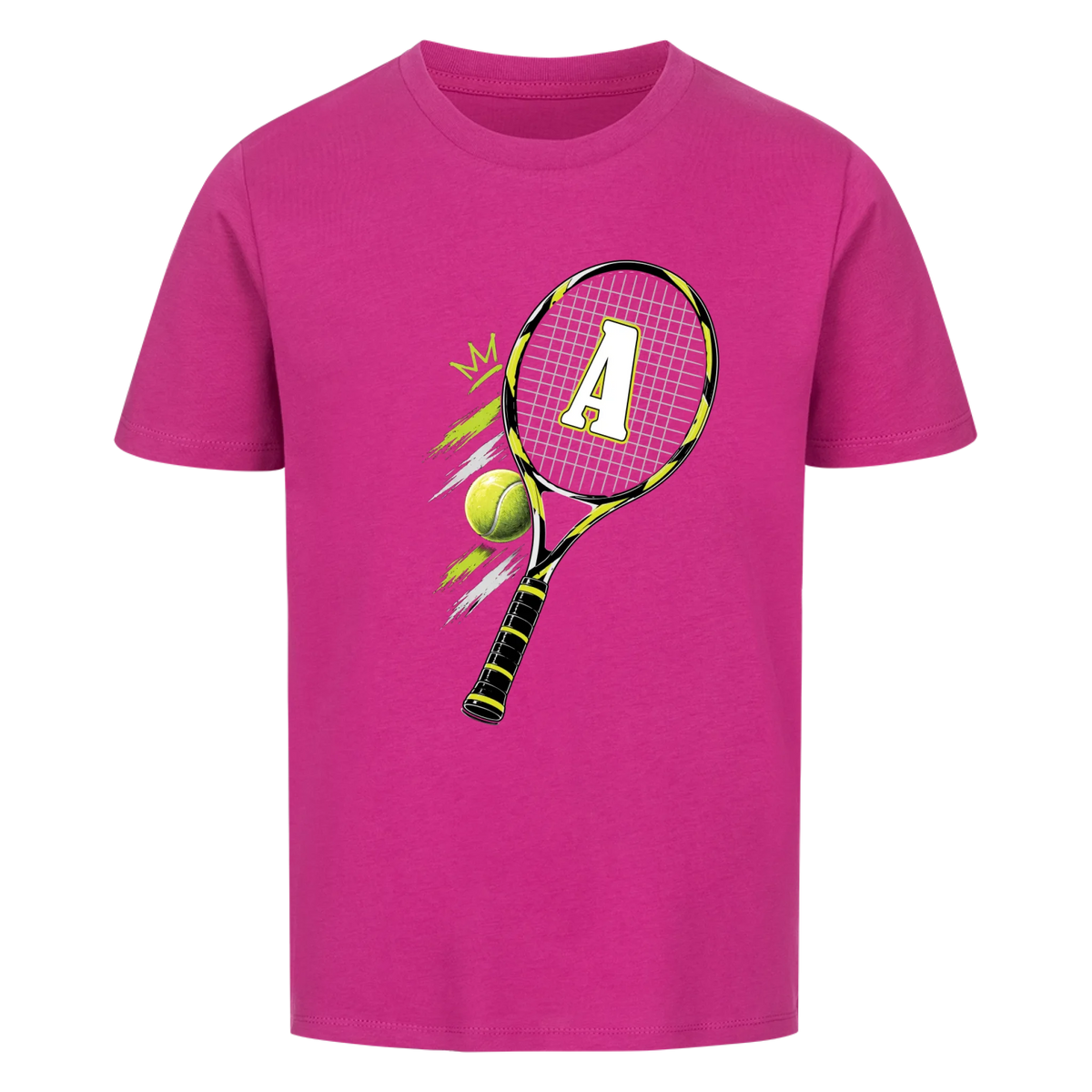 Tennisschläger Initiale Classic auf Kinder-Shirt, Farbe lila