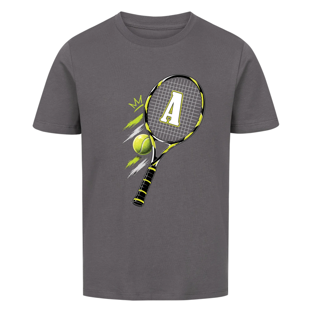 Tennisschläger Initiale Classic auf Kinder-Shirt, Farbe anthrazit