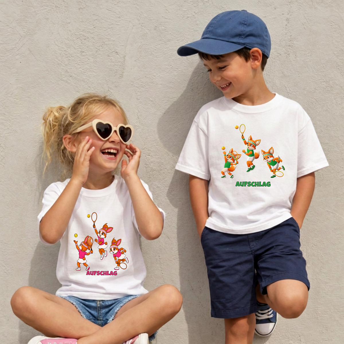 Tennis lernen mit Yuki und Yuna, Bio Kinder-Shirt von Court Vibes