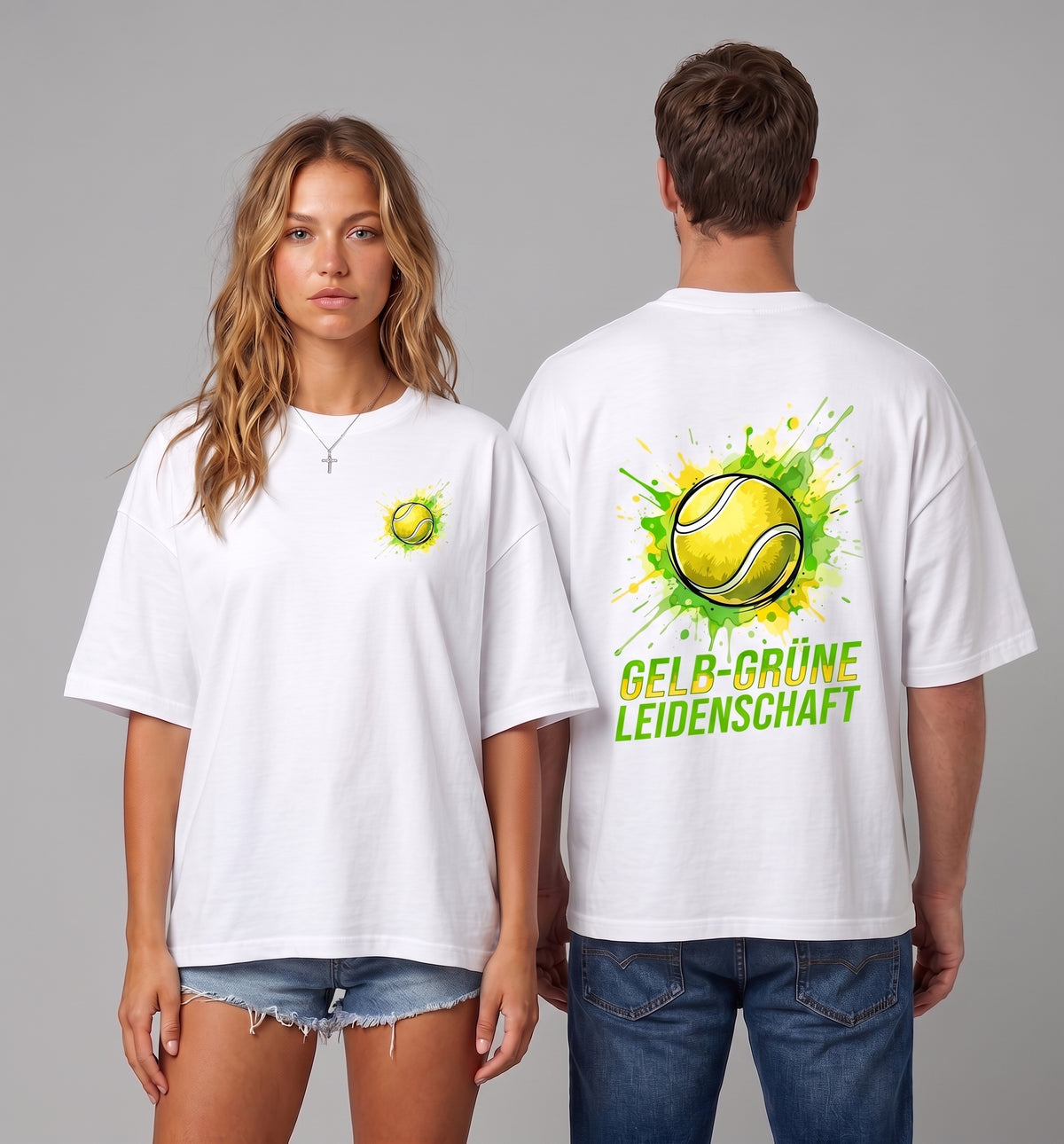 Gelb-grüne Leidenschaft auf Oversized Shirt