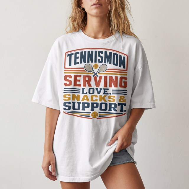 Tennismama Snacks & Support Retro, Oversized Shirt von Court Vibes