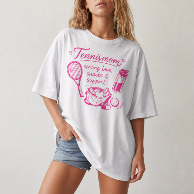 Tennismama Snacks & Support Pink, Oversized Shirt von Court Vibes
