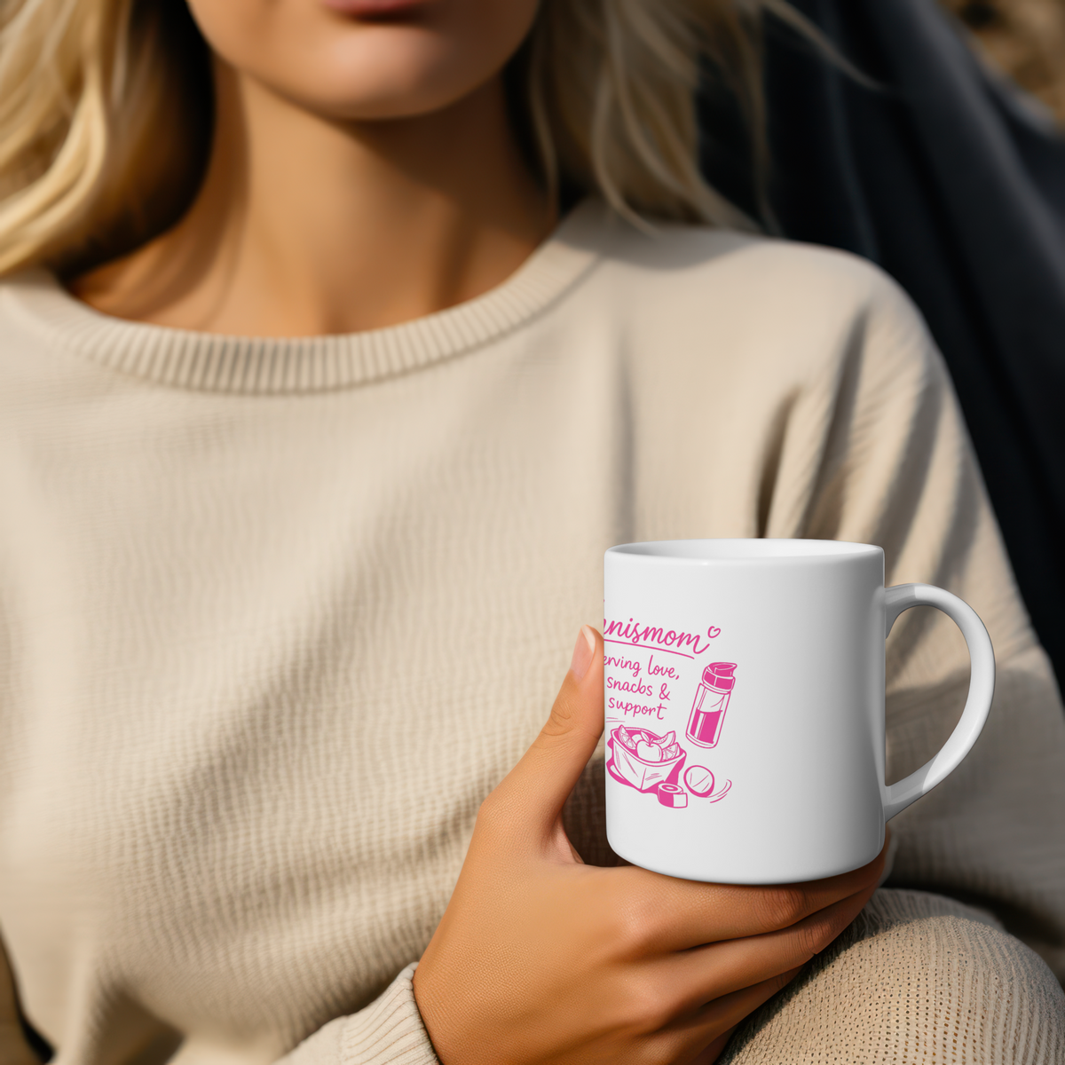 Tennismama Snacks & Support Pink Zaubertasse, Tasse von Court Vibes