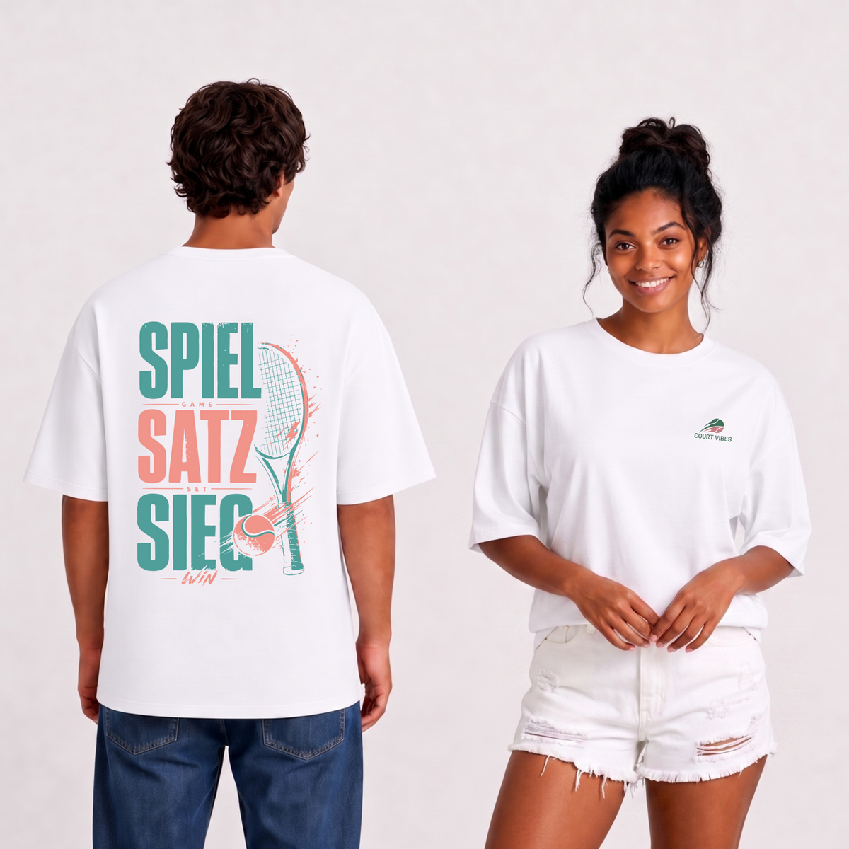Spiel Satz Sieg Rally, Oversized Shirt von Court Vibes